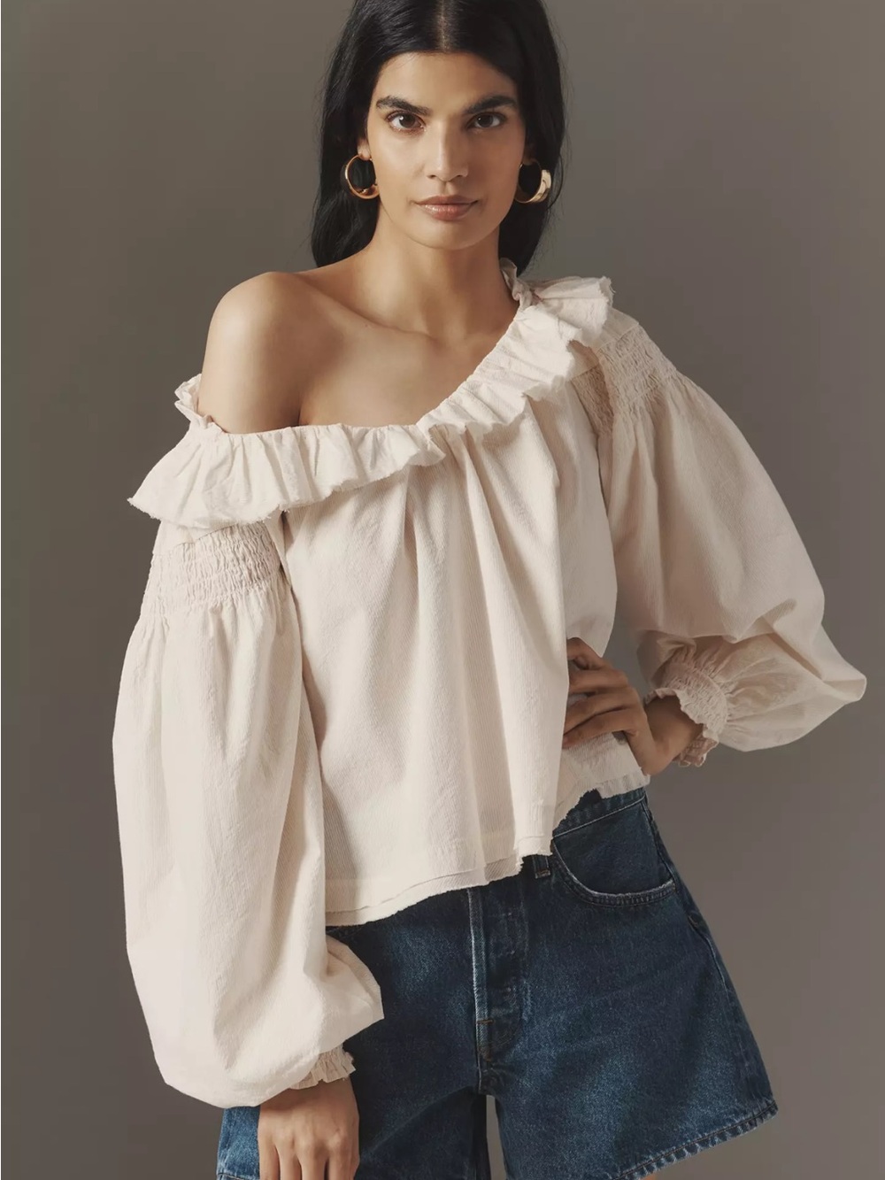 Anthropologie Ruffled V-Neck Blouse